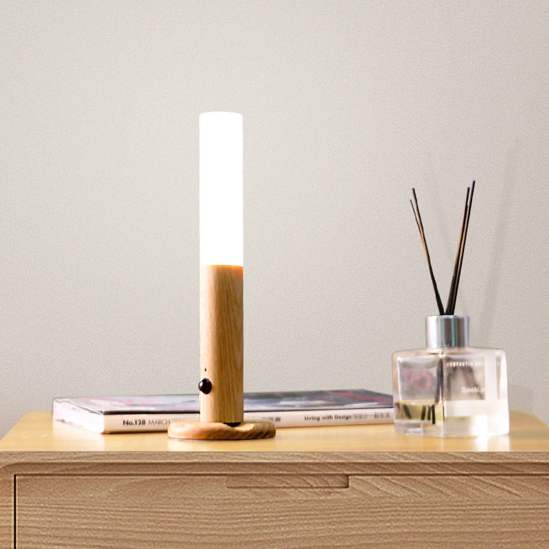 Rechargeable Motion Sensor Night Light – Magnetic Wooden Wall Sconce for Bedroom & Stairs
